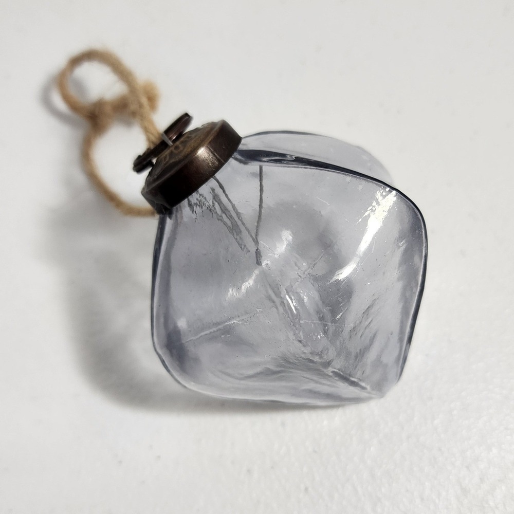 VTG Hand Blown Glass Star Ornament Lavender Gray Twisted Diamond Jute Loop 2.5"